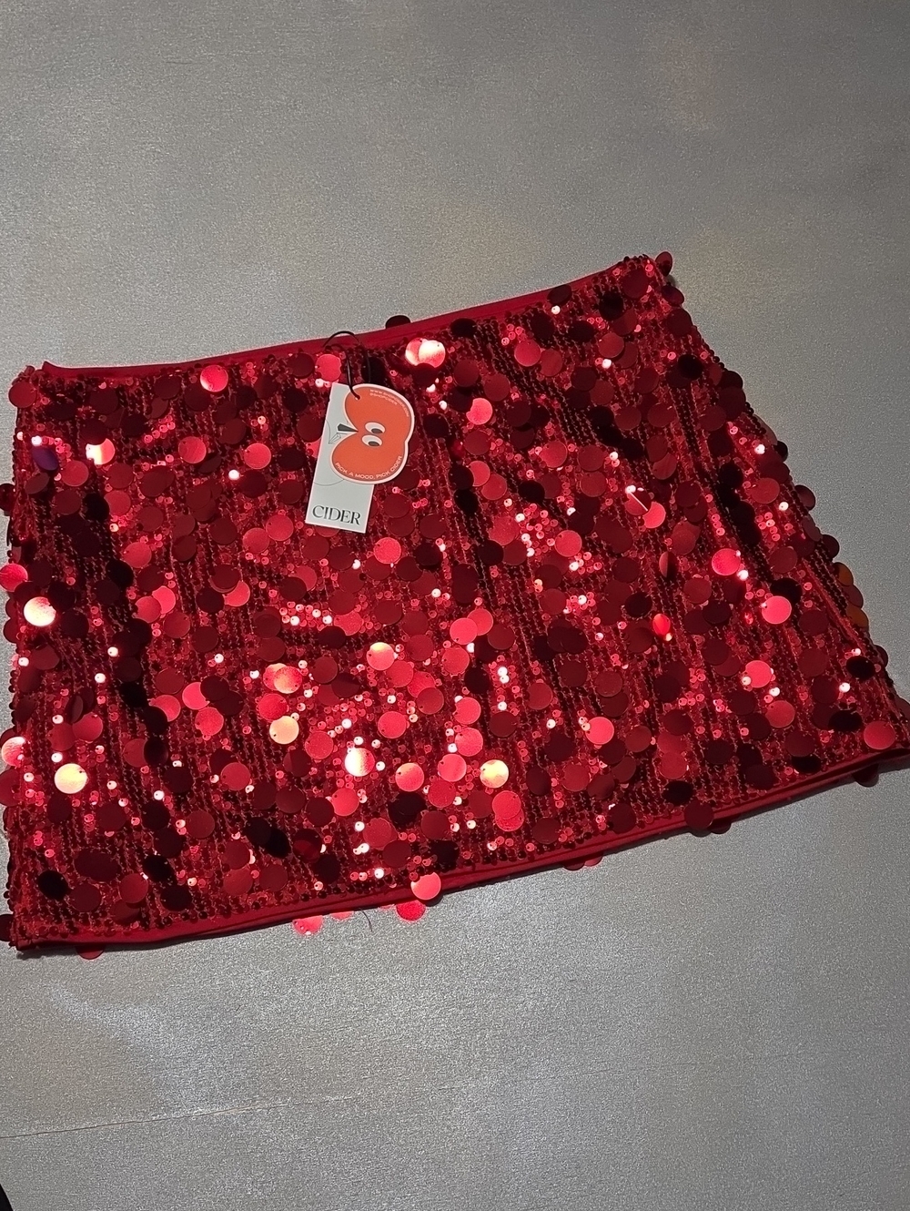 Cider Red Sequin Mini Skirt